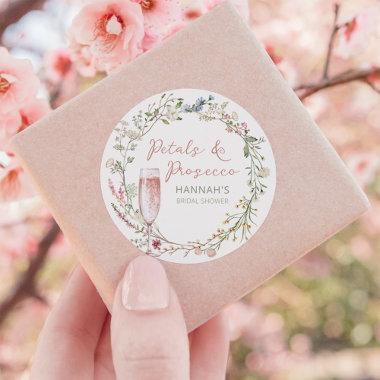 Petals and Prosecco Wedding Shower Favor Classic Round Sticker