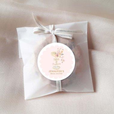 Petals and Prosecco Wedding Shower Favor Classic Round Sticker