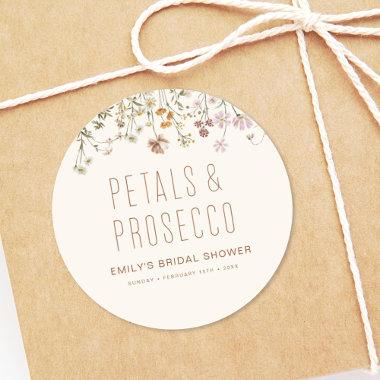 Petals and Prosecco Wildflower Bridal Shower Classic Round Sticker