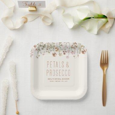 Petals and Prosecco Wildflower Bridal Shower Paper Plates