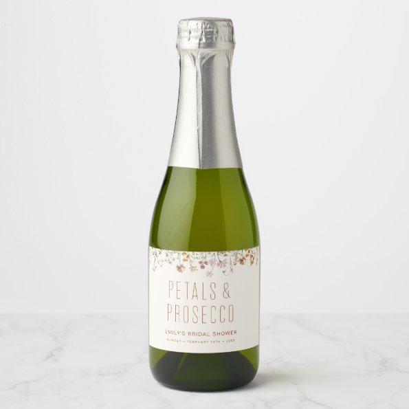 Petals and Prosecco Wildflower Bridal Shower Sparkling Wine Label