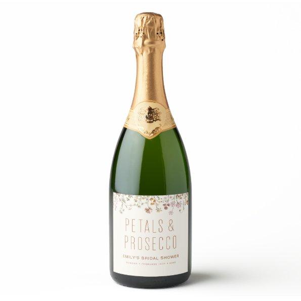 Petals and Prosecco Wildflower  Sparkling Wine Label