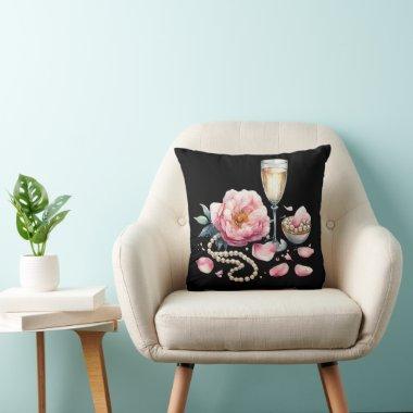 Petals Pearls Prosecco  Decor Throw Pillow