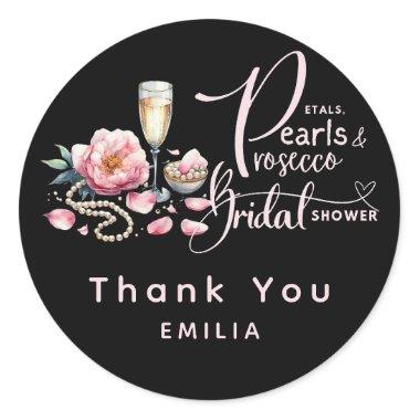 Petals Pearls Prosecco Favors Bridal Shower Classic Round Sticker