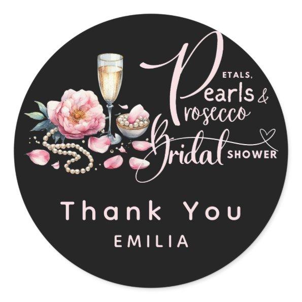 Petals Pearls Prosecco Favors  Classic Round Sticker