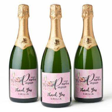 Petals Pearls Prosecco Favors  Sparkling Wine Label