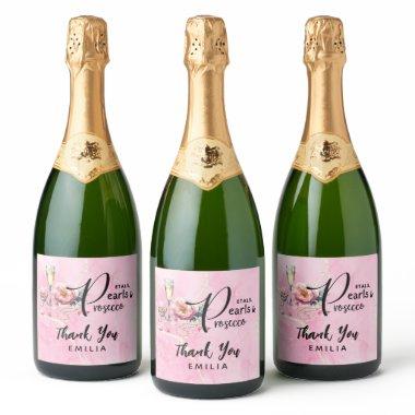 Petals Pearls Prosecco Favors Bridal Shower Sparkling Wine Label