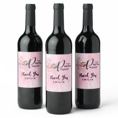 Petals Pearls Prosecco Favors Bridal Shower Wine Label