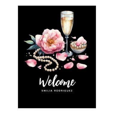 Petals Pearls Prosecco Favors Welcome Sign
