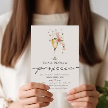 Petals Pearls & Prosecco Wildflower Bridal Shower Invitations