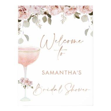 Petals Prosecco Blush Floral Bridal Shower Welcome Poster