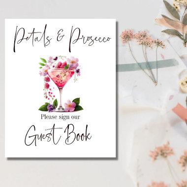 Petals & Prosecco Blush Pink Bridal Shower Guest Poster