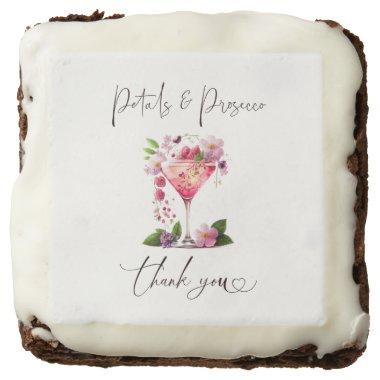 Petals & Prosecco Blush Pink Floral Bridal Shower Brownie