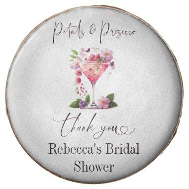 Petals & Prosecco Blush Pink Floral Bridal Shower Chocolate Covered Oreo