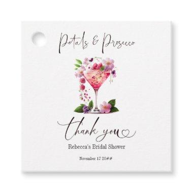 Petals & Prosecco Blush Pink Floral Bridal Shower Favor Tags