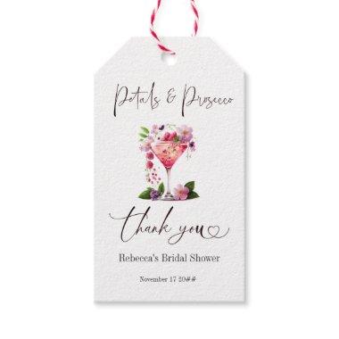 Petals & Prosecco Blush Pink Floral Bridal Shower Gift Tags