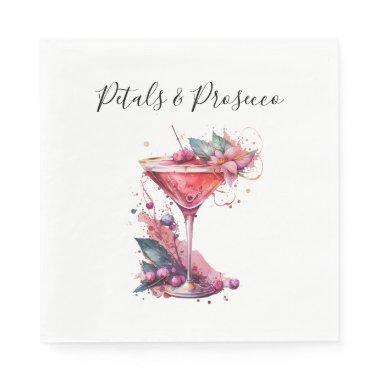Petals & Prosecco Blush Pink Floral Bridal Shower Napkins
