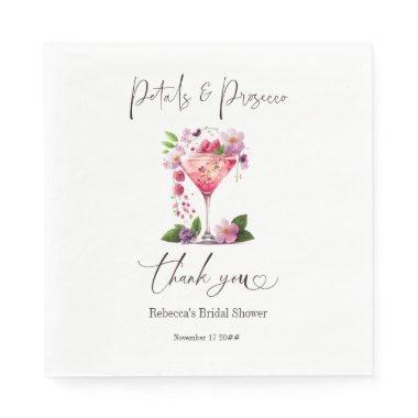 Petals & Prosecco Blush Pink Floral Bridal Shower Napkins