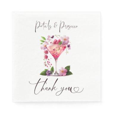 Petals & Prosecco Blush Pink Floral Bridal Shower Napkins