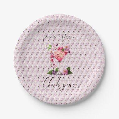 Petals & Prosecco Blush Pink Floral  Paper Plates