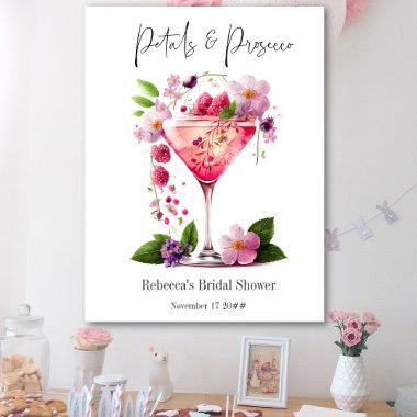 Petals & Prosecco Blush Pink Floral Bridal Shower Poster