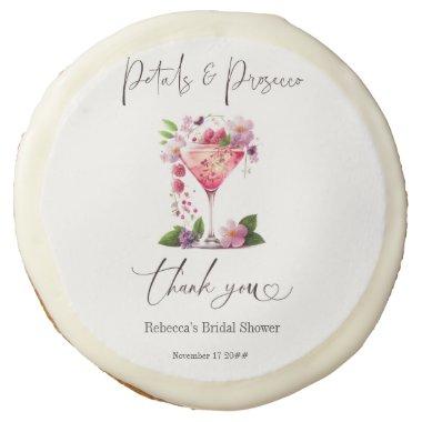 Petals & Prosecco Blush Pink Floral Bridal Shower Sugar Cookie