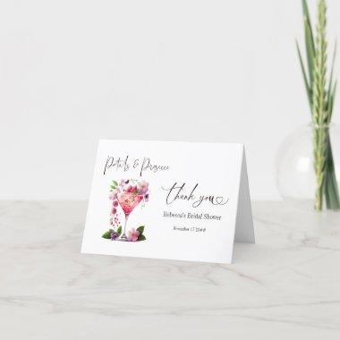 Petals & Prosecco Blush Pink Floral Bridal Shower Thank You Invitations