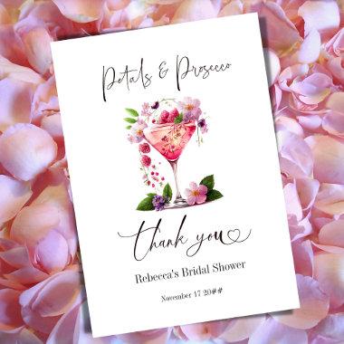 Petals & Prosecco Blush Pink Floral Bridal Shower Thank You Invitations