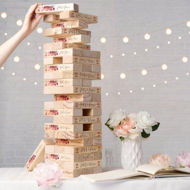 Petals & Prosecco Blush Pink Floral Bridal Shower Topple Tower