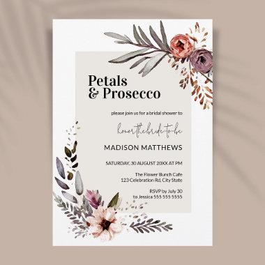 Petals & Prosecco Boho Floral Bridal Shower Invitations