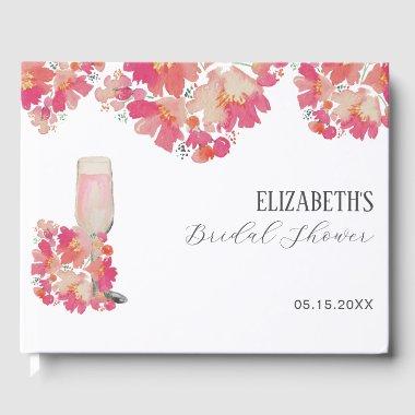 Petals & Prosecco  Floral Pink Guest Book