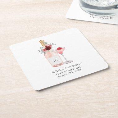 Petals & Prosecco Bridal Shower Square Paper Coaster