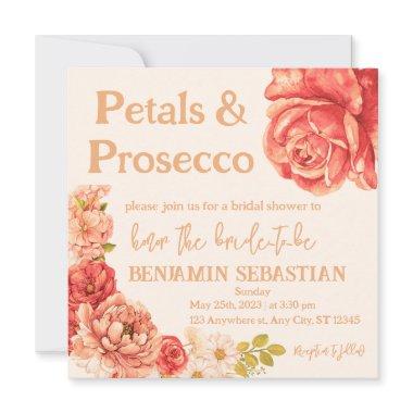 petals prosecco elegant floral bridal shower Invitations