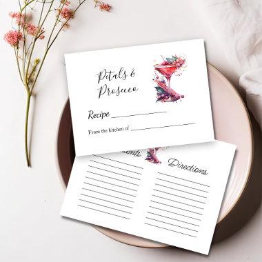 Petals & Prosecco Floral Bridal Shower Recipe Note Enclosure Invitations