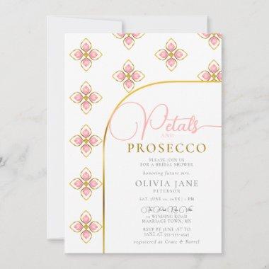Petals Prosecco Gold Boho Arch Jewel Bridal Shower Invitations