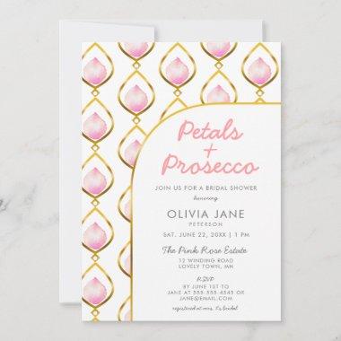 Petals Prosecco Gold Boho Jewels Bridal Shower Invitations
