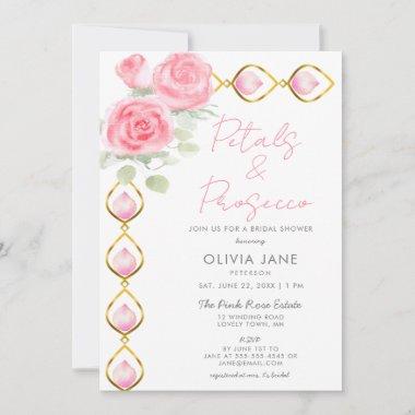 Petals Prosecco Gold Jewel Rose Arch Bridal Shower Invitations