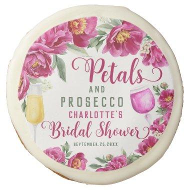 Petals & Prosecco Hot Pink Floral Bridal Shower Sugar Cookie