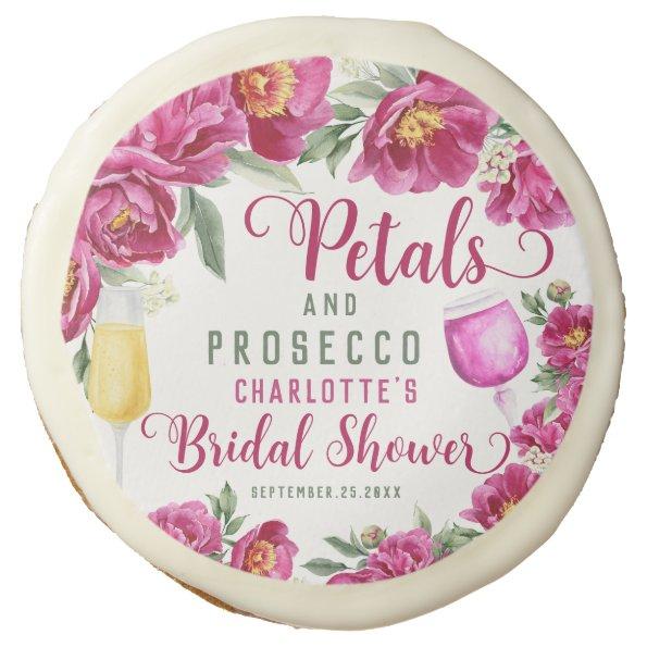 Petals & Prosecco Hot Pink Floral Bridal Shower Sugar Cookie