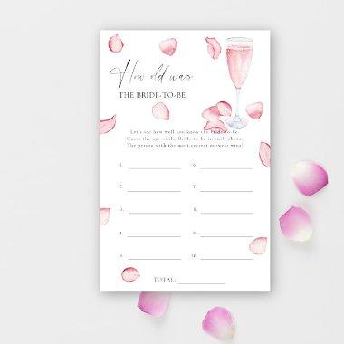 Petals Prosecco - How old was the bride to be game
