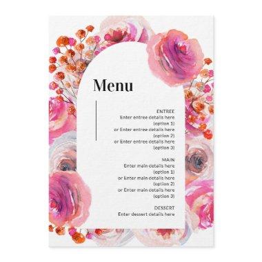 Petals & Prosecco Menu Bright Floral Arch Design