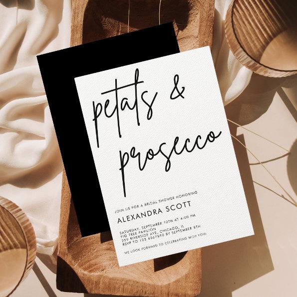 Petals & Prosecco Minimalist Modern Bridal Shower Invitations