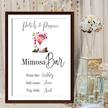 Petals & Prosecco Pink Bridal Shower Flower Bar Poster