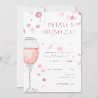 Petals & Prosecco Pink Bridal Shower Invitations