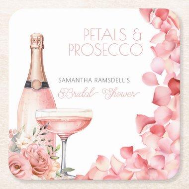 Petals & Prosecco Pink  Square Paper Coaster