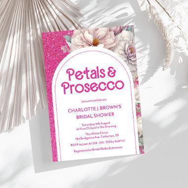 Petals & Prosecco Pink Floral Arch Bridal Shower Invitations