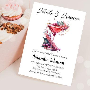 Petals & Prosecco Pink Floral Blush Bridal Shower Invitations