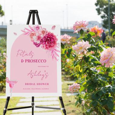 Petals Prosecco Pink Floral Bridal Shower Welcome Foam Board