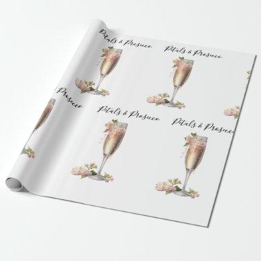 Petals & Prosecco Pink Floral Bridal Shower Wrapping Paper
