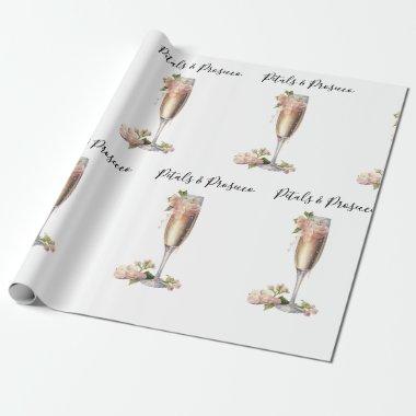 Petals & Prosecco Pink Floral  Wrapping Paper